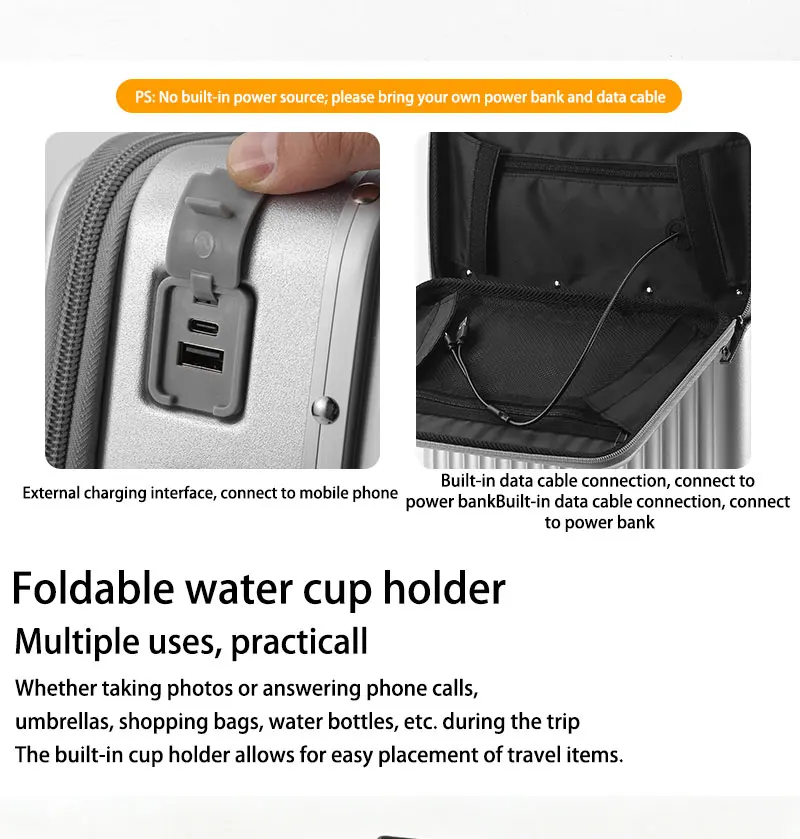 BunnyFly Trolley Case With Wheels Boarding Box 20/24 inch Travel Suitcase Large Size Luggage Men Carry-On Luggage Laptop Bag