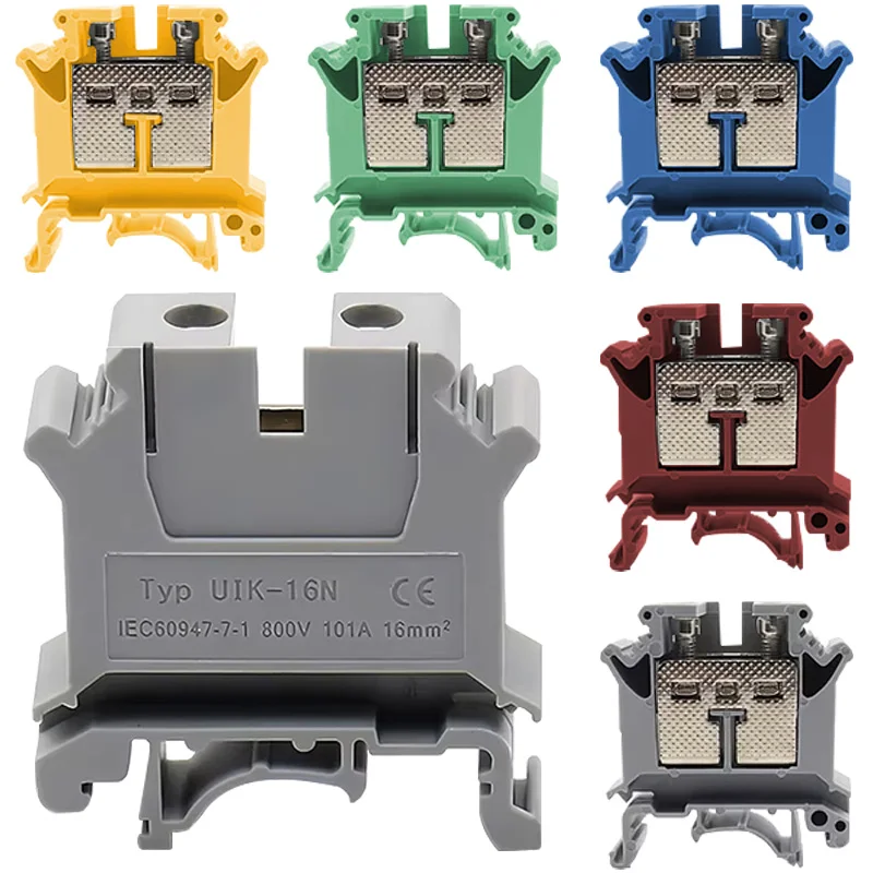 UK-2.5B DIN Rail Universal Brass Block Screw Clamp Wiring Voltage Terminal UK1.5N/3N/5N/6N/10N/16N/25N/35N/50N