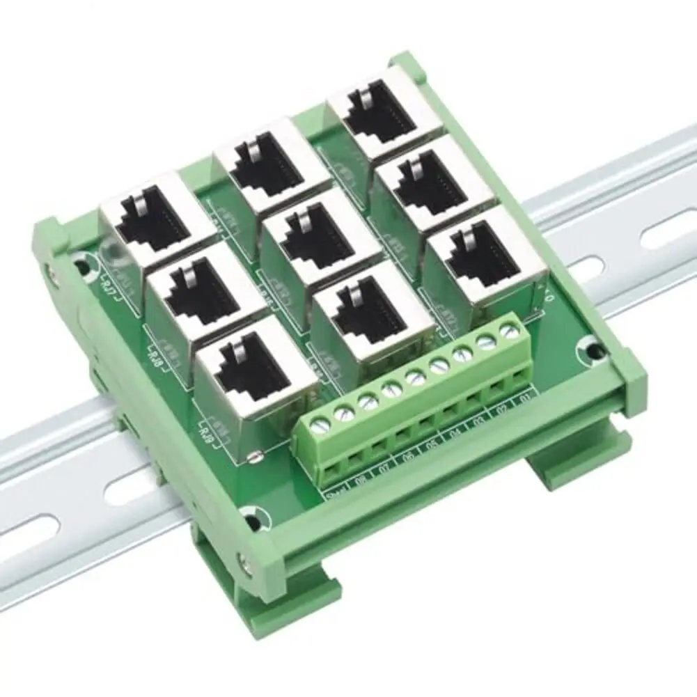 

Для RJ45 8P8C 9-полосный разъем Ethernet для крепления на DIN-рейку, распределительный модуль клеммной колодки