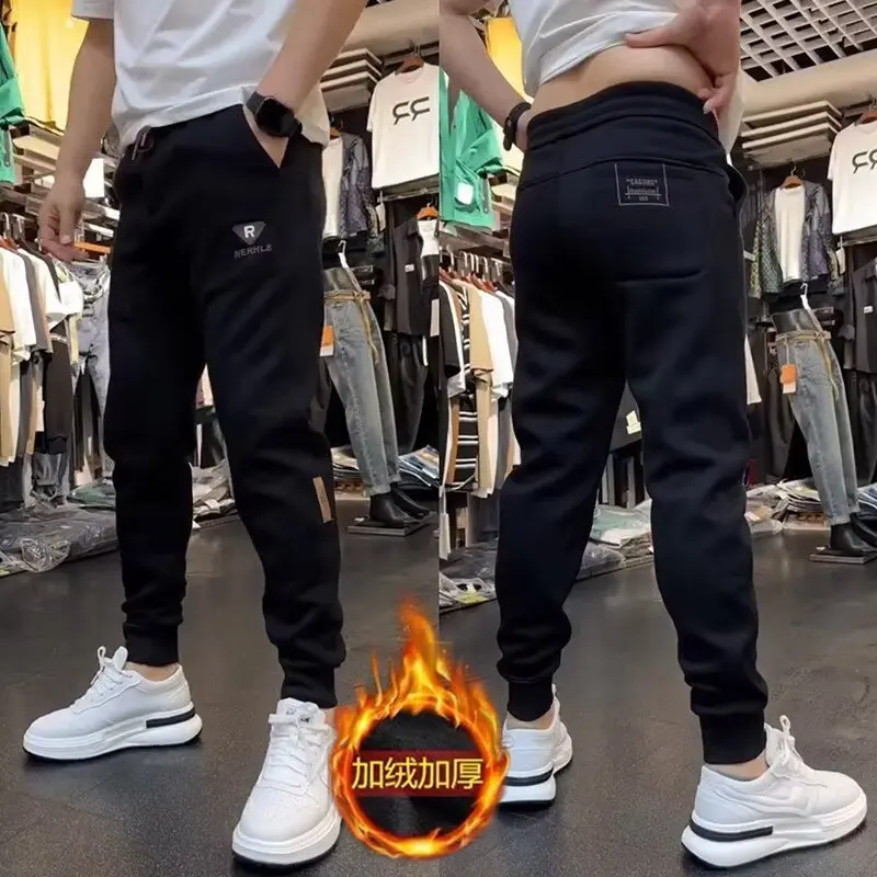 

Plush Thicken Casual Pants Oversize Joggers Korean Cargo Trousers Brushed Jogging American Retro Casual Elastic Pants