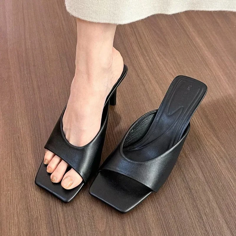 Sandales à Talons Hauts Carrés pour Femme, Mules Sexy, Pantoufles de Styliste à la Mode, Nouvelle Collection Été