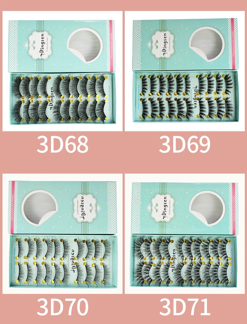 DINGSEN 10 Paar 3D-Wimpern zum Fabrikpreis, Großhandel 3D Handgefertigte Beauty Fans Qingdao Streifen-Kunstwimpern für Make-up – Detail 12