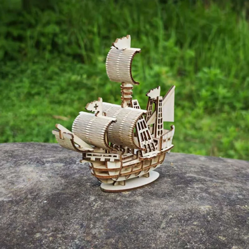 DIY Boat 3D Three-dimensional Wooden Handmade Puzzle Assembly Pressure Relief Model  Ornament Adult Toy Gift