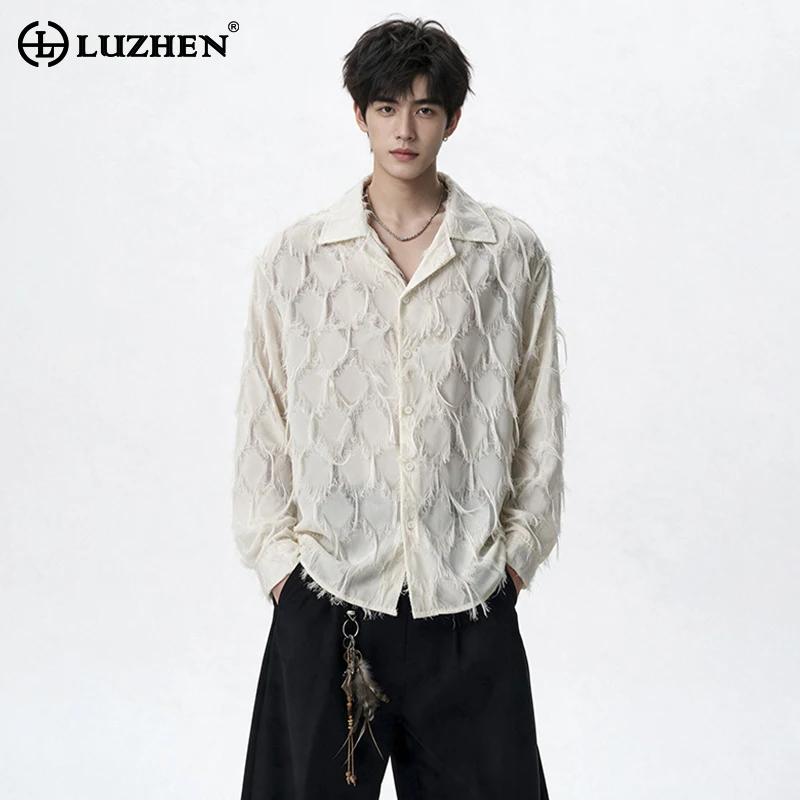 LUZHEN 2026 New Original Korean Style Burr Tassel Design Long Sleeve Shirts Men's Elegant High Quality Handsome Clothes JY9037