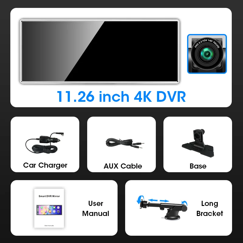 11.26 inch 4K Dash Cam Wireless Carplay Android Auto Fashionable