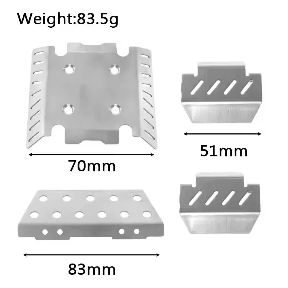 Protecteur de Châssis Avant et Arrière en Acier Inoxydable, Accessoires de Pièces de Mise à Niveau pour Voiture RC MJX H8H V1 V2 1/8