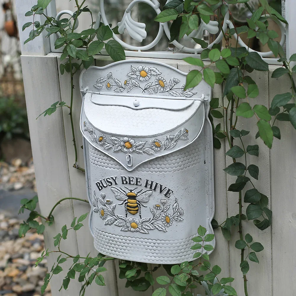 D10 European Retro Wrought Iron Mailbox Creative Home Suggestion Box Wall Decoration Storage Box