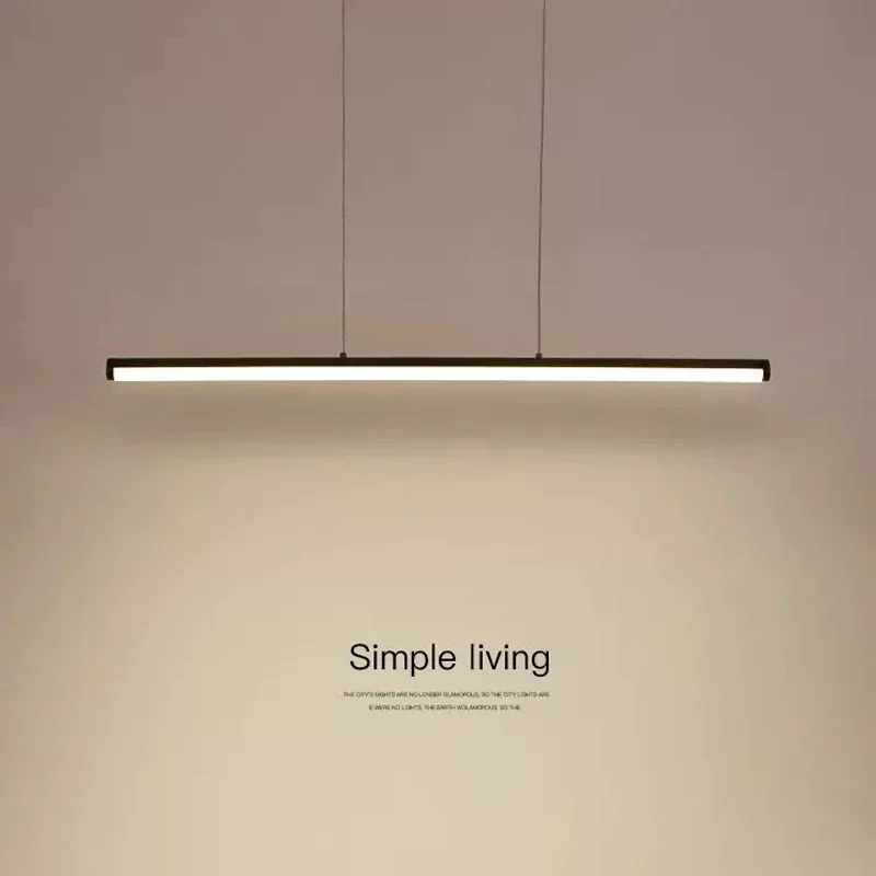 Modern LED Pendant Lamp Minimalist Aluminum Long Strip Hanging Lighting For Bar Dining Living Room Bedroom Decoration Fixtures