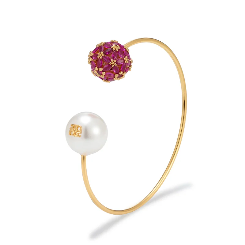CH Premium Pearl Pink Zircon Gold Plated Bangle Women Cosplay Ornament Horrorcosplay Costumeprops