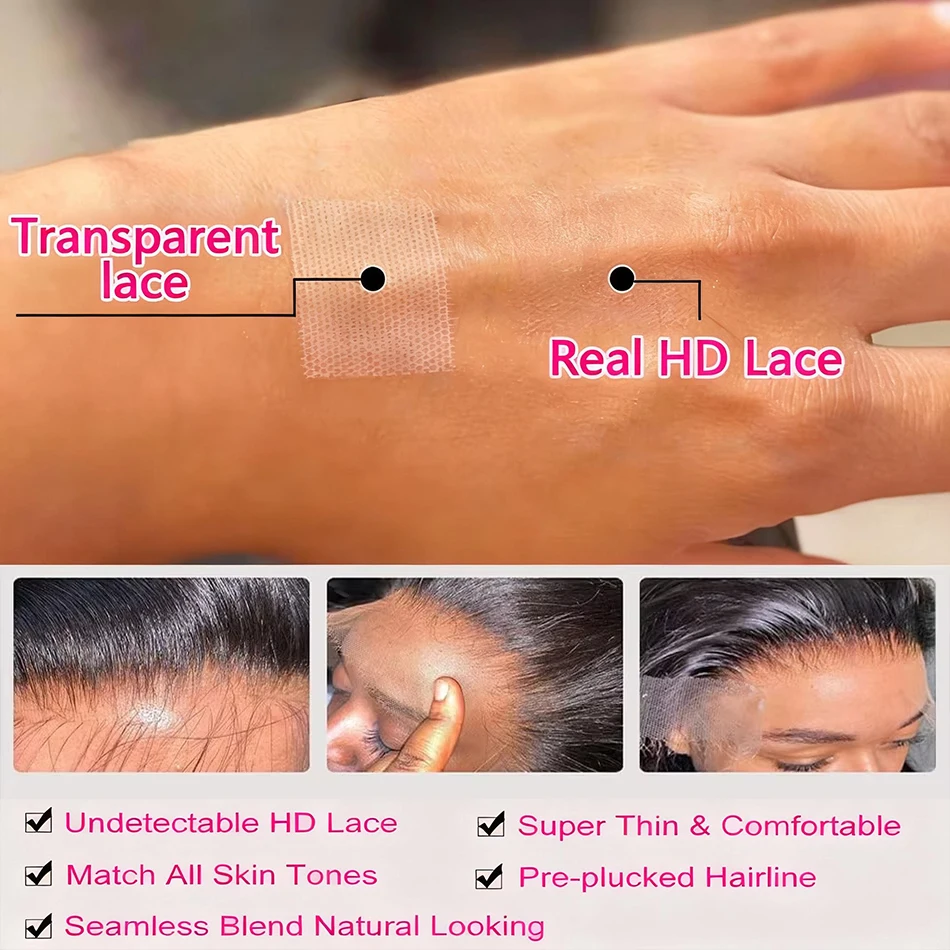 Wear para ir sem cola 32 Polegada osso em linha reta brasileiro remy perucas de cabelo humano para as mulheres transparente hd frente do laço pré arrancar natural