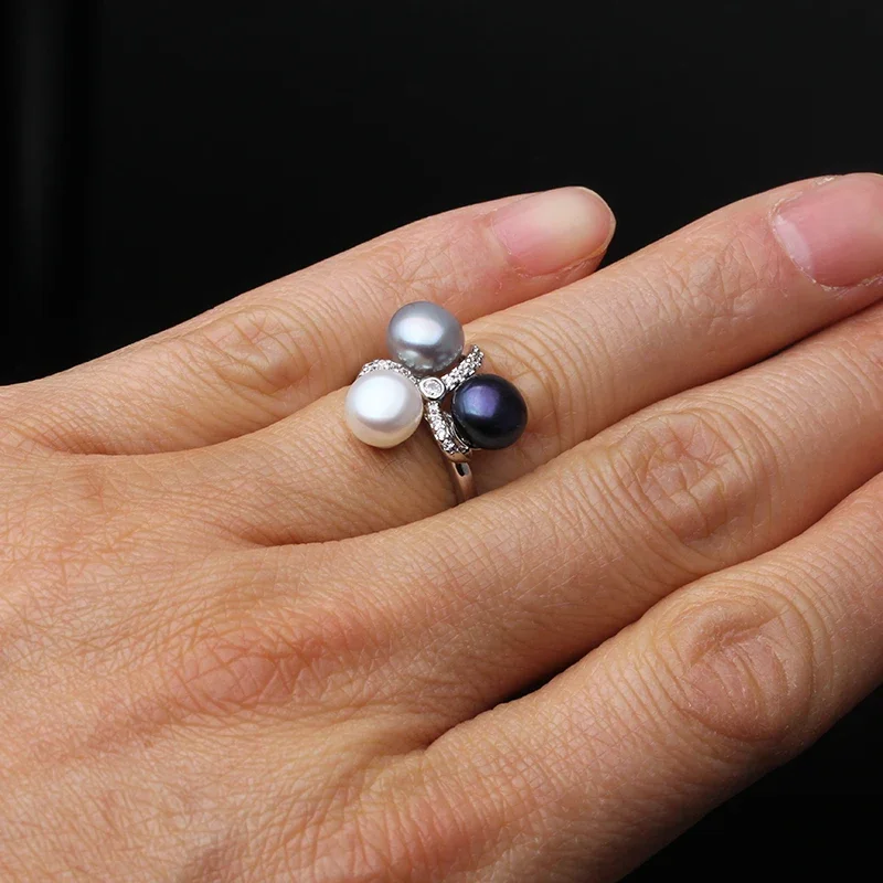 Women's 925 Sterling Silver Pearl Ring, Elegant Design