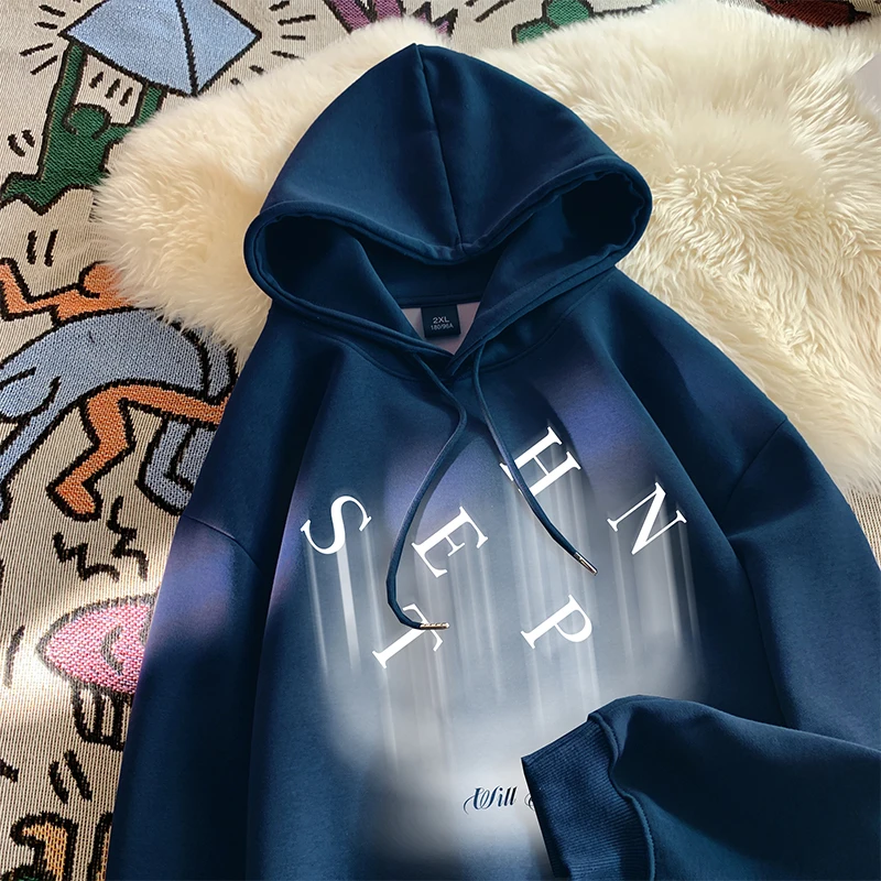 

Trendy Hoodies Gradient Print Hooded Sweatshirt Drawstring Pullover Tops With Kangaroo Pocket Fall Menswear Fashion Casual Hoody