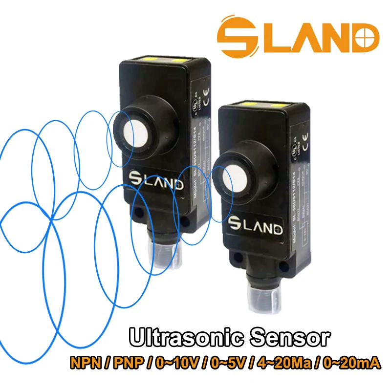 

SLAND Rectangular Ultrasonic Sensor 500mm/1000mm/2000mm Range, Diffuse detection Two Point Setting, Analog Outputs