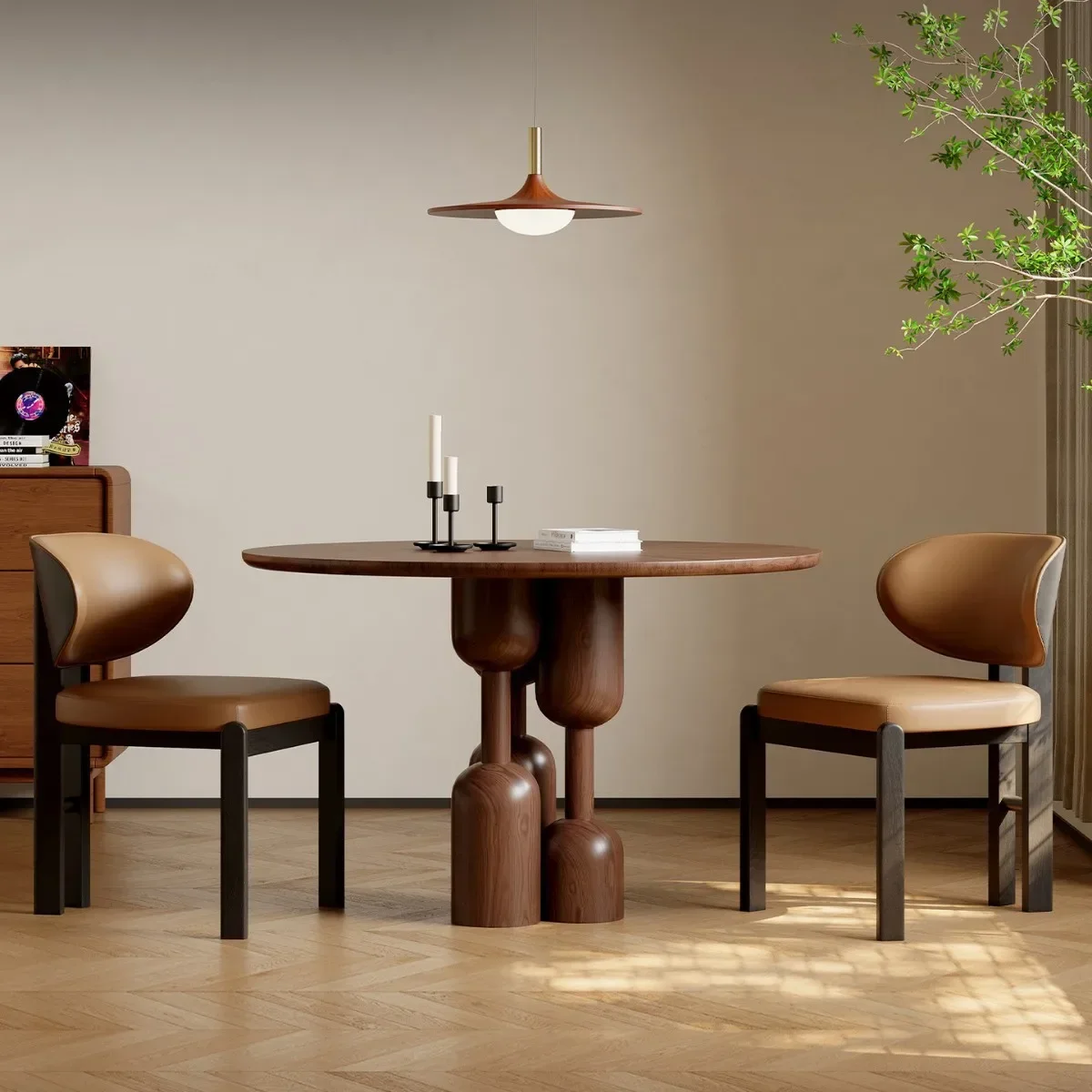 Solid wood dining table dining room oak round table home negotiation table small apartment
