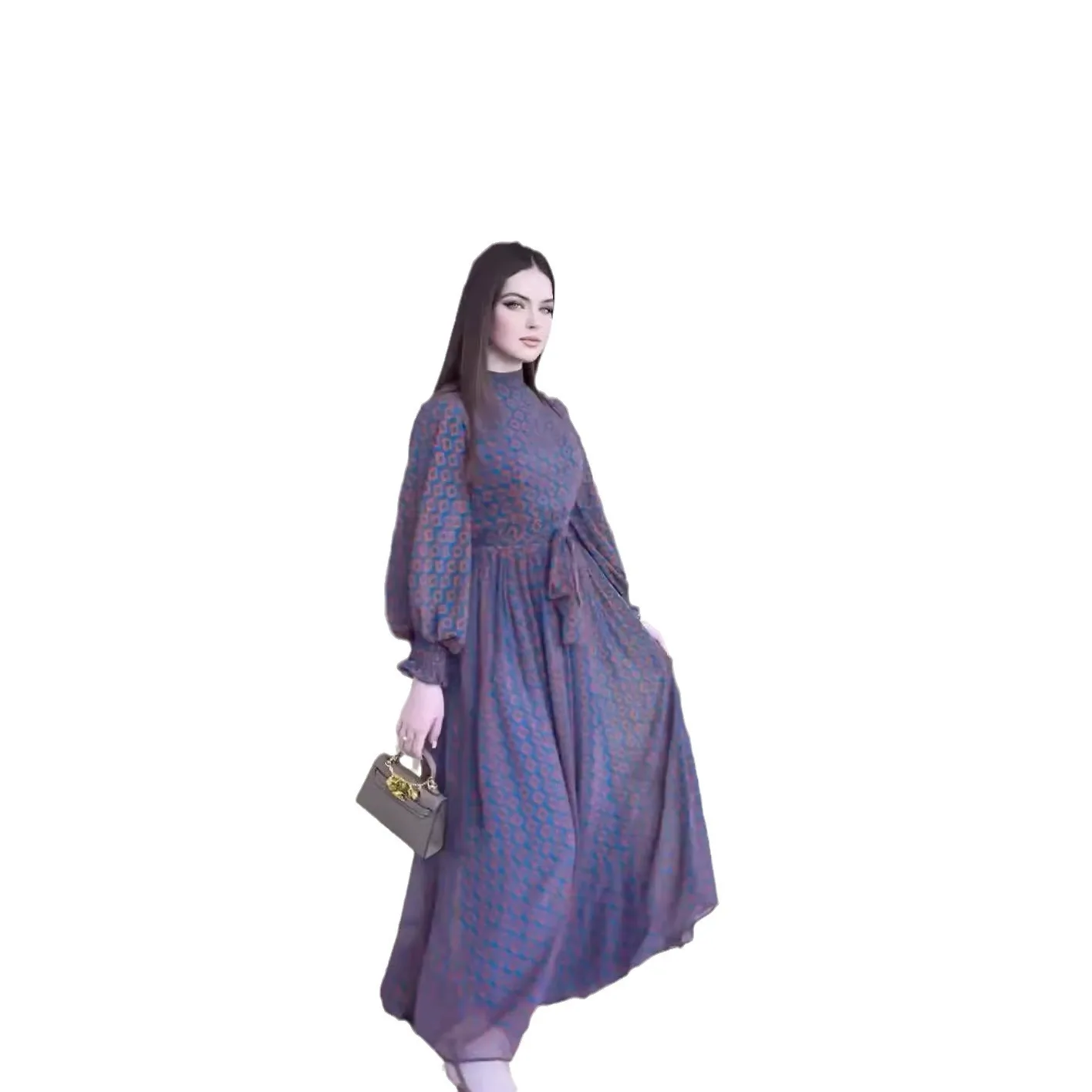 Eid Muslim Vestidos Women Abaya Jalabiya Party Arab Long Robe Print Ramadan Morocco Dubai Abayas Kaftan Islam Lace Up Dresses