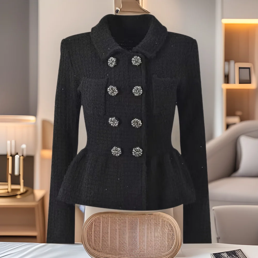 Cárdigan de punto largo ajustado para mujer, abrigo con botones de doble fila, Bla Ele Sle SP Home, otoño 2024, prendas de vestir exteriores Faion