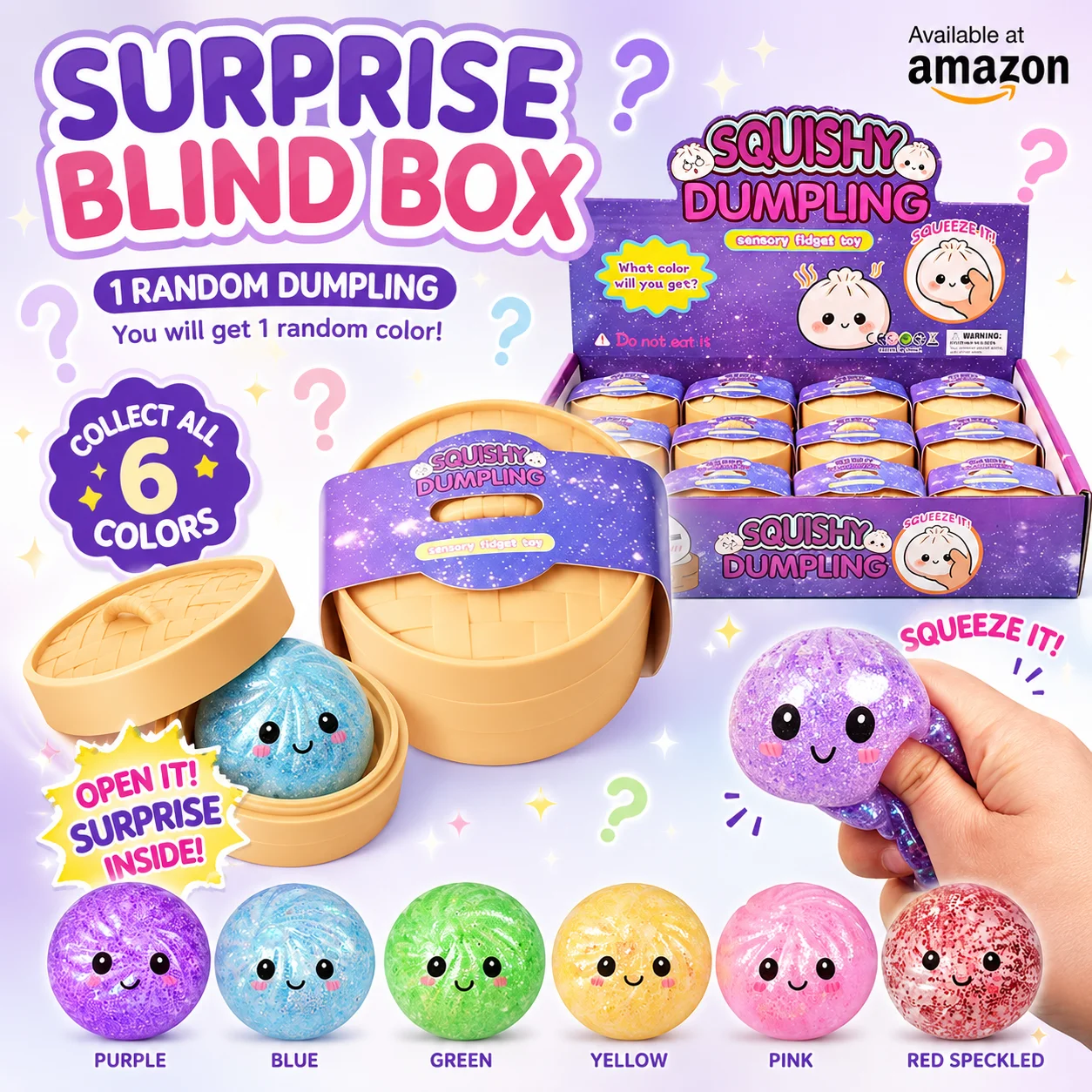 Glitter Dumpling Squishy Blind Box 1-5PCS Random Mini Bun Slow Rebound Squeeze Sensory Fidget Stress Relief Office Desk Gift