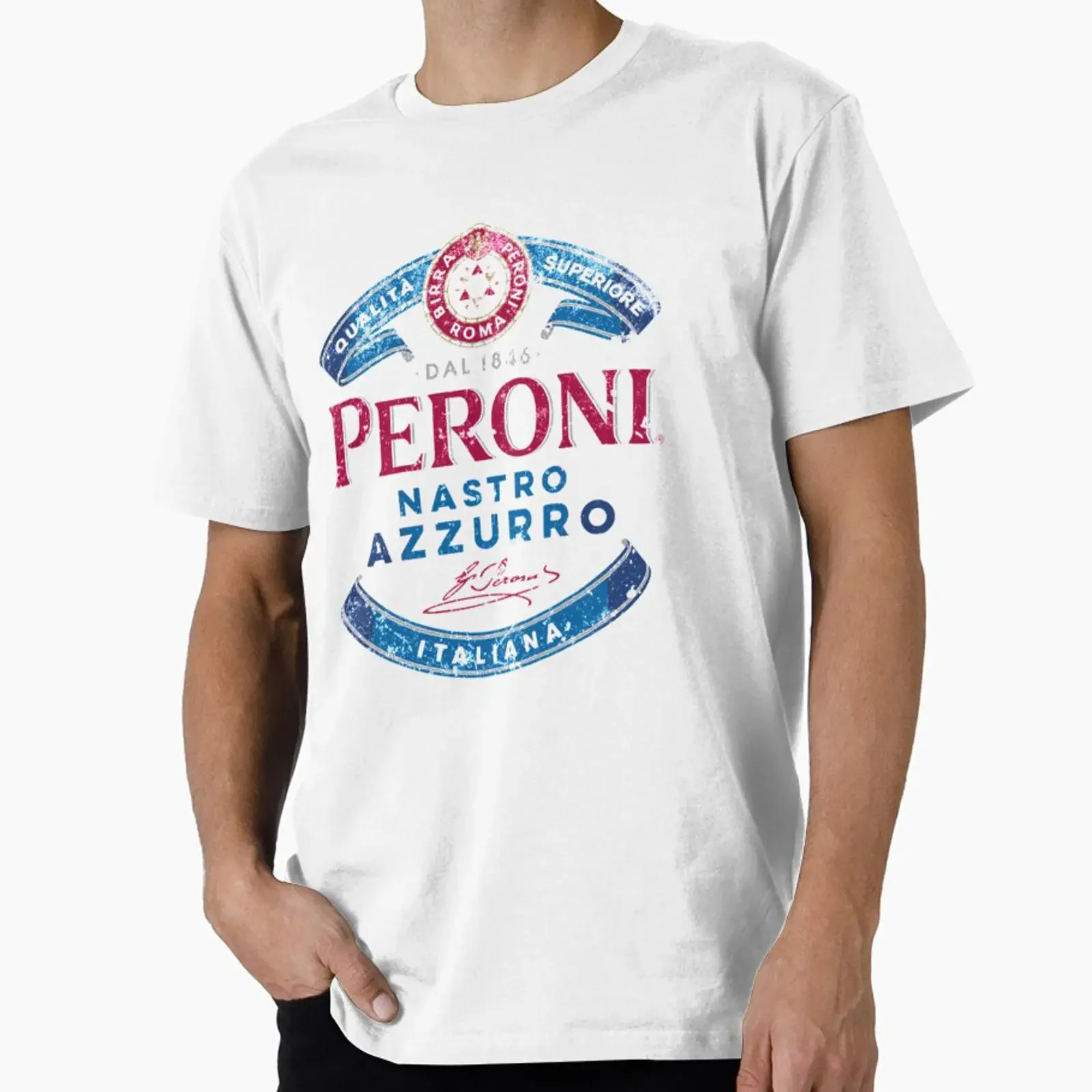 Peroni Nastro Azzurro Italy designed and sold by AbnerEvans vintage Washed Casual Top For Everyday Wear Slightly Soft Unisex