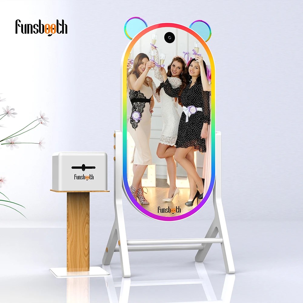 2024 Newst Funsbooth 32/43 Zoll Mini High Definition Integrierte Kamera Silver Magic Mirror Photo Booth
