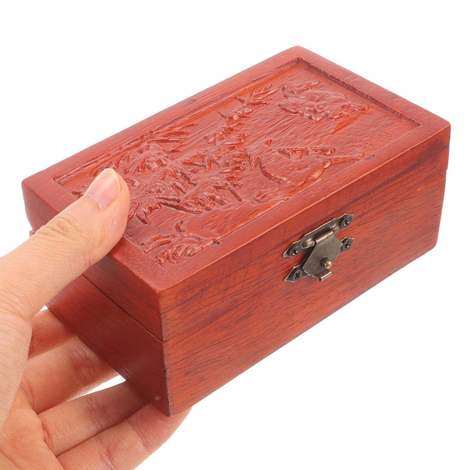 

Red Wood Jewelry Box Vintage Wooden Jewelry Organizer Ample Storage For Earrings Rings Pendants Trinkets Desktop Decorative Case