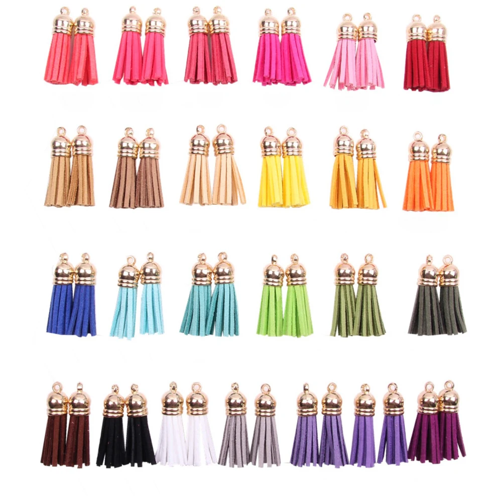 38mm Gold Suede Faux Leather Tassel Fringe For Keychain Cellphone Straps Jewelry DIY Pendant Charms Accessories Finding