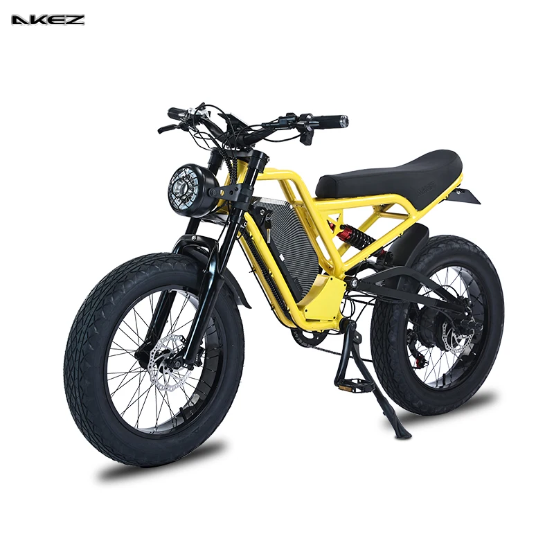 

20 Inch Electric Fat Bike AKEZ Electric Bicycle For Adults 48V 1500W Mountain eBike Motorbike Hydraulic Oil Brake Black Yellow