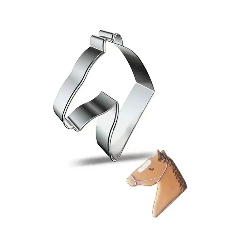 New Horse Cowboy Cookie Cutter Mould Stainless Steel Pony Horseshoe Cowboy Shapes Biscuit Mold Fondant Pastry Decor Baking Tools