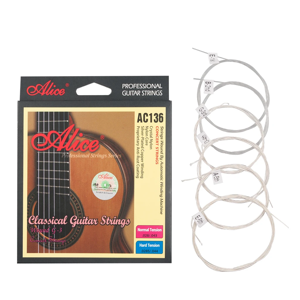 

LOOK Alice AC136-N/H Classical Guitar Strings Crystal Nylon Strings Silver-Plated Copper Wound 6 Strings 1/5 Sets Guitar String