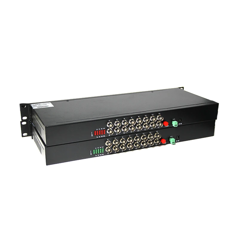 Rackmount 1 Pair Single Mode 1U Return Data 16 Channel FC 20km Fiber Video Converter high quality