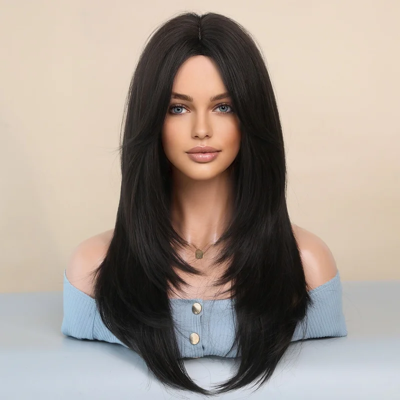 Wig Long Hair 25INCH Dyeing Medium Curly Black Brown Blonde Wig