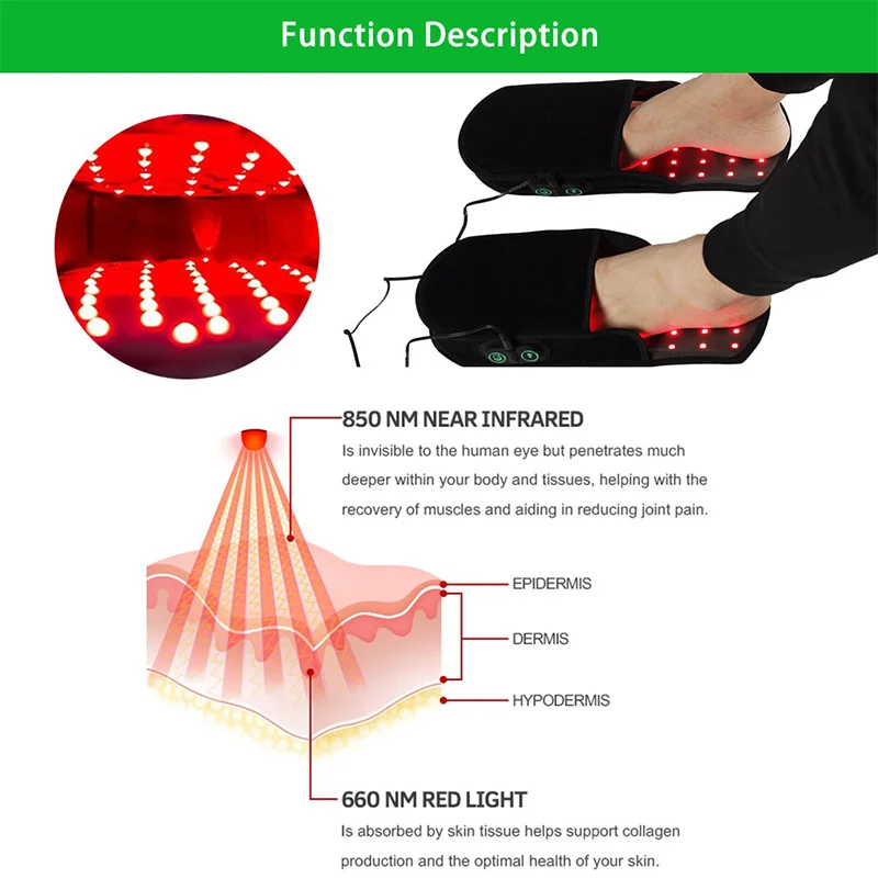 90Pcs 660nm&850nm Red Light Infrared  Shoe For Feet Tired Relief Injury Recovery And Muscle Relaxation Device