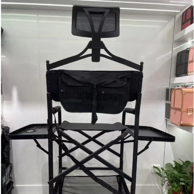 

Portable Makeup Artist Director Chair with Side Table Cup Holder Foldable Lightweight Hairstylist Chair for Makeup Salons, Movie