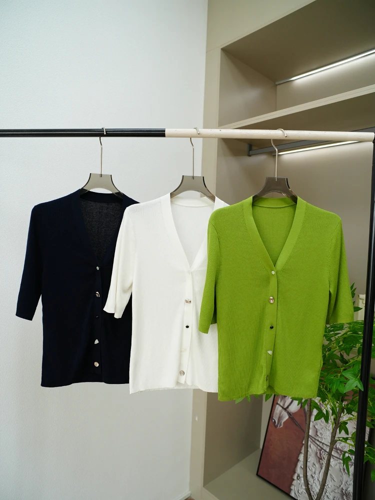 

Трикотажный кардиган Ultrine Cotton Blend ort Sve V-Ne Open, шелковый, удобный, дышащий, Y-эстетичный, летний ...