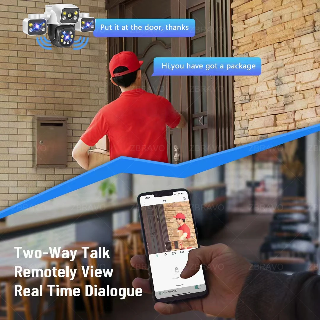 Cámara de Seguridad WiFi para Exteriores Tuya SmartLife con 3 Pantallas, PTZ 6K 12MP, Protección y Vigilancia del Hogar, 2 Pantallas 4K 8MP, Mini Sirena de Alarma