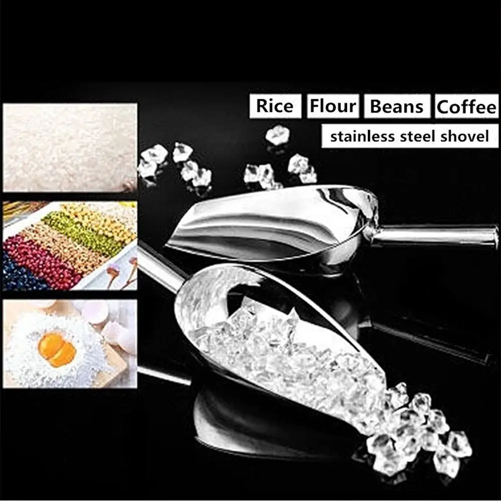 Multi-function 8-inch Stainless Steel Ice Shovel And 6-inch Ice Clip Party Candy Cake Clip Ice Flour Grain Tea Coffee Food Tools