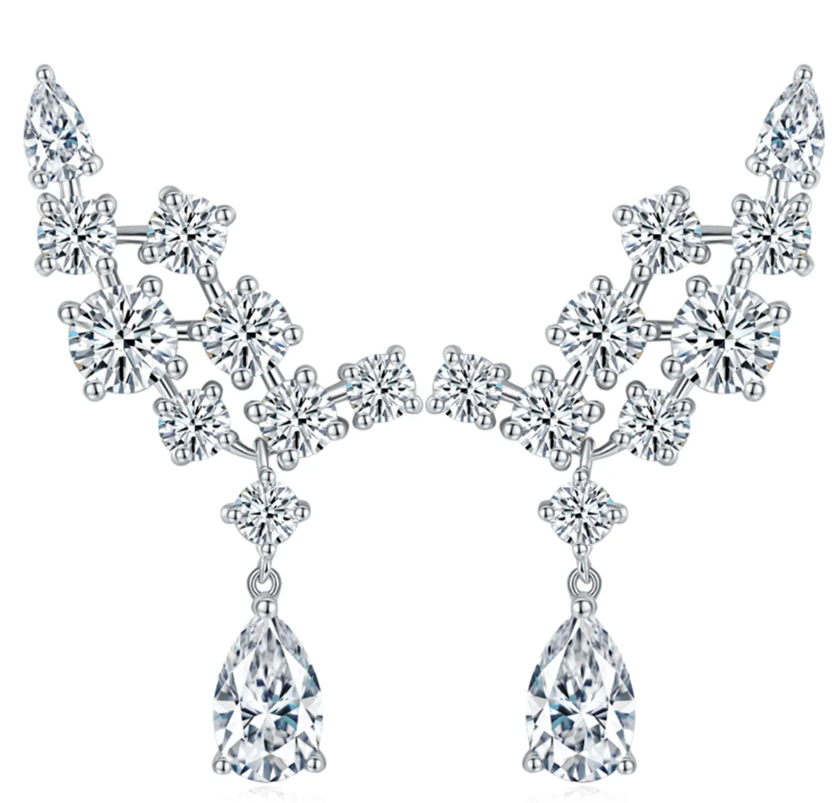 

Moissanite Drop Earrings S925 Silver 18K Gold Plated Timeless Modern Fusion Elegant Jewelry GRA Certificate Daily Wear Gift