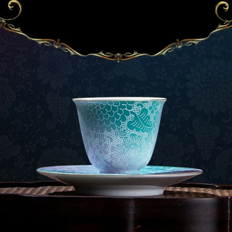 

Gubo резной цветок фарфоровая чашка блюдце набор керамический чайный сервиз ручной работы в китайском стиле чайная чашка подставка чайная чашка блюдце домашний декор подарок