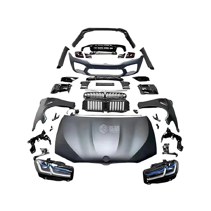 High Quality 5 Series F10 F18 to G30 LCI M5 Full Upgrade Body Kit With Headlights Hood Side Skirt Grille Front Rear Bumper Auto