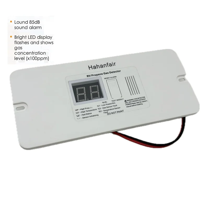 Sistema de alerta de segurança de gás propano AT28-Motorcoach, preto, com alarme alto de 85Db, DC 12V, projetado para Rvs