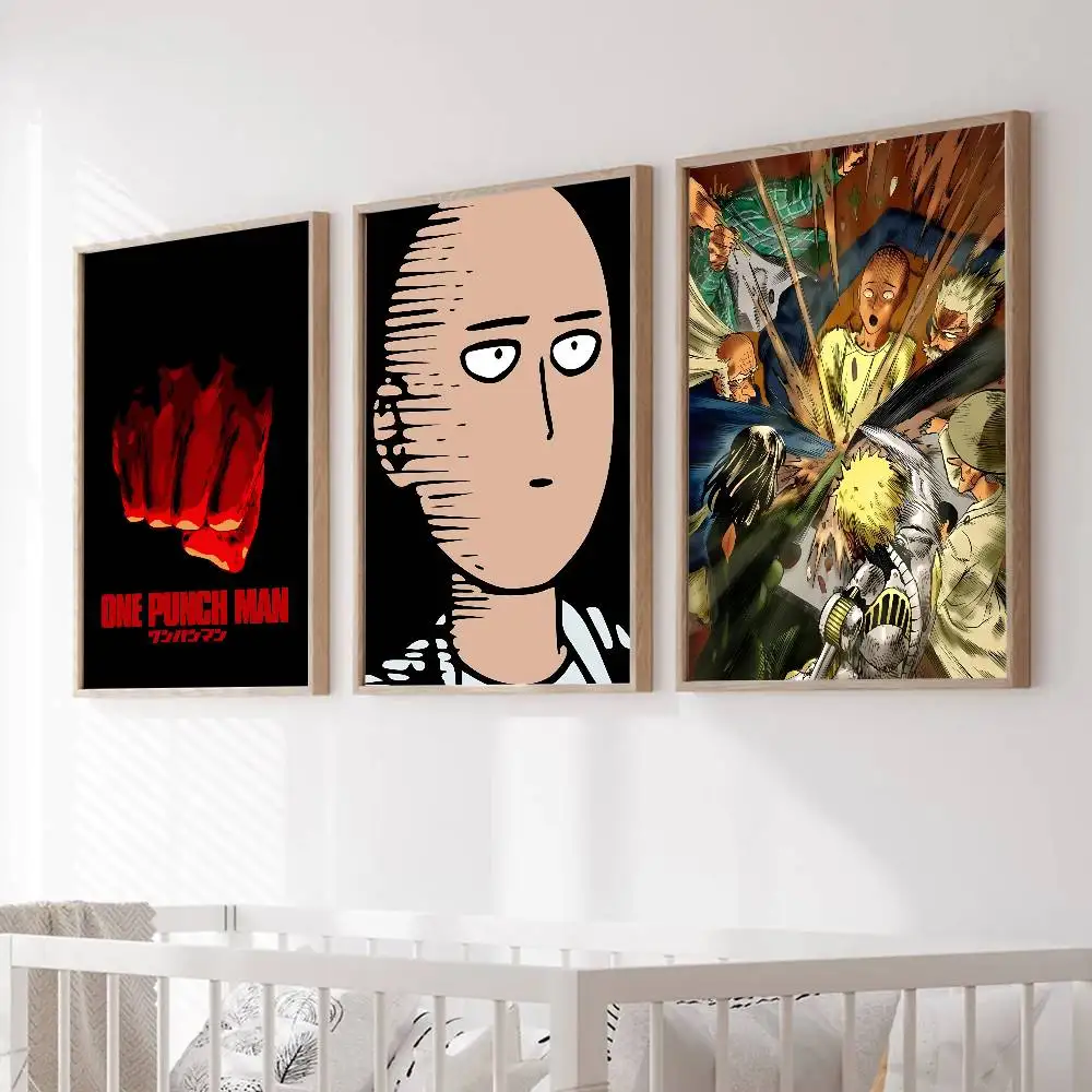 Cartoon Anime Funny O-One-P-Punch Man Manga Posters HD Print Vintage Wall Art Decor for Home Study Room - view 3