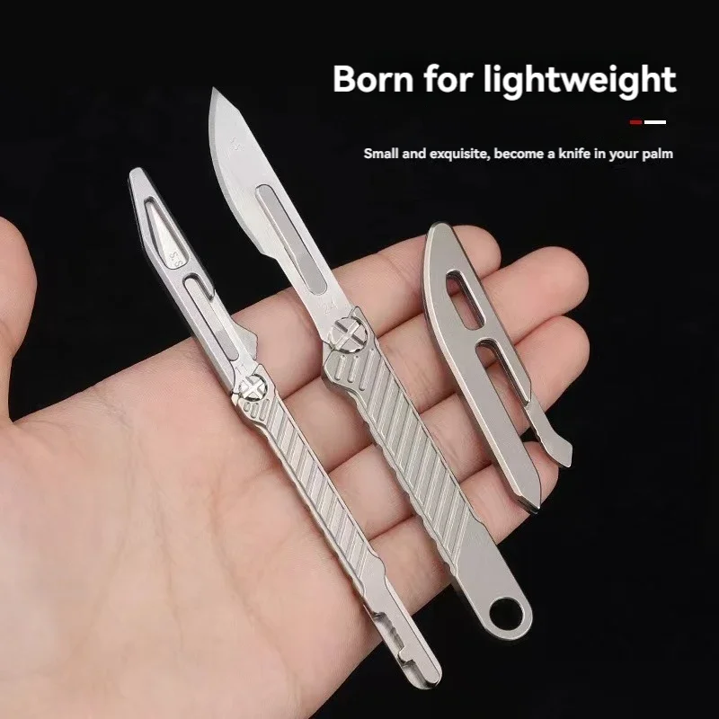 New Titanium Alloy Surgical Knife with Straight Handle Universal Medical Tool Art Knife Paper Cutting Essential for Unboxing