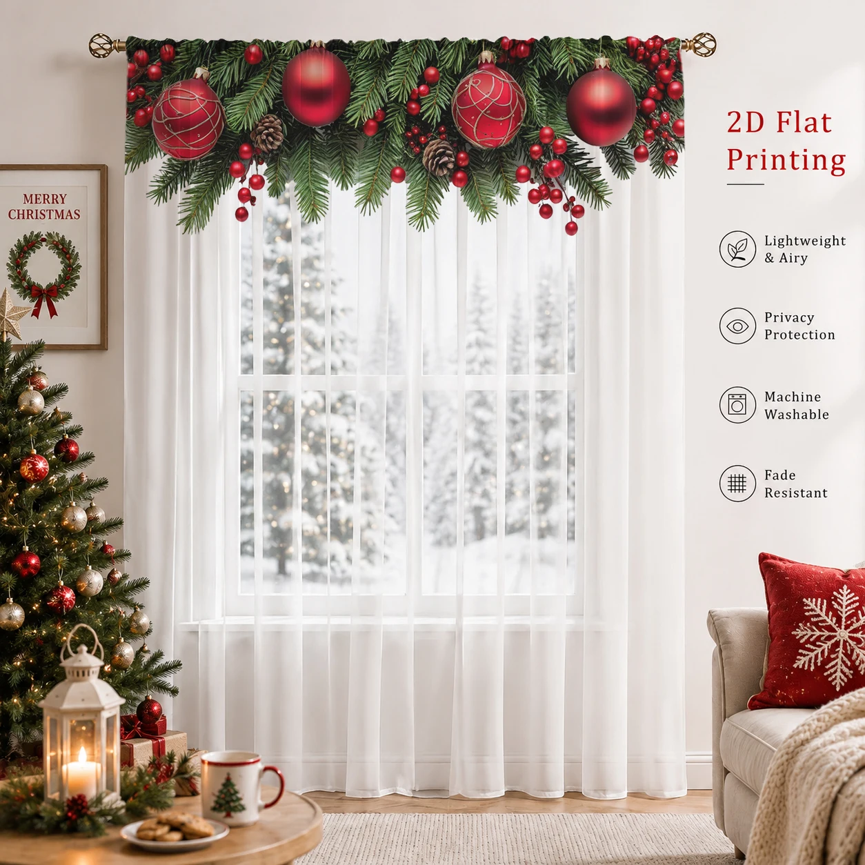 Świąteczna przezroczysta zasło – Home Decor Xmas recenzja i cena