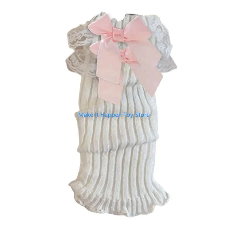 28EC الدانتيل Bowknot غطاء الساق تدفئة الساق زي اكسسوارات جوارب بنات المدرسة #5