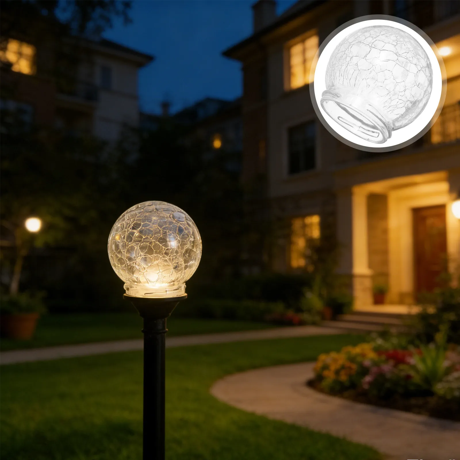 

8Pcs Crackle Finish Glass Globe Lamp Shades Clear Replacement Outdoor Park Garden Ceiling Vanity Light Fixture 8Cm Diameter