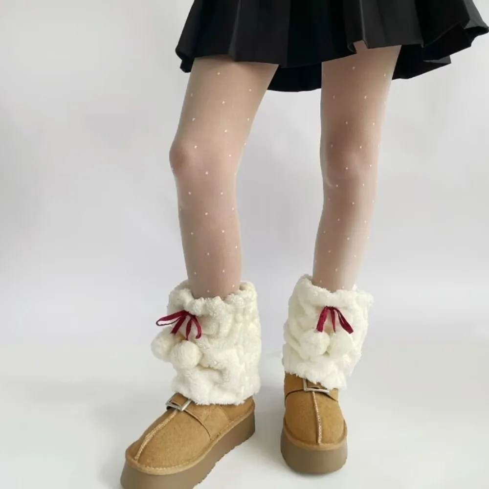 New Fur Plush Fluffy Plush Fluffy Boots Cover Warm Thickened Boots Socks Y2K Hairy Balls Pile Socks Gift
