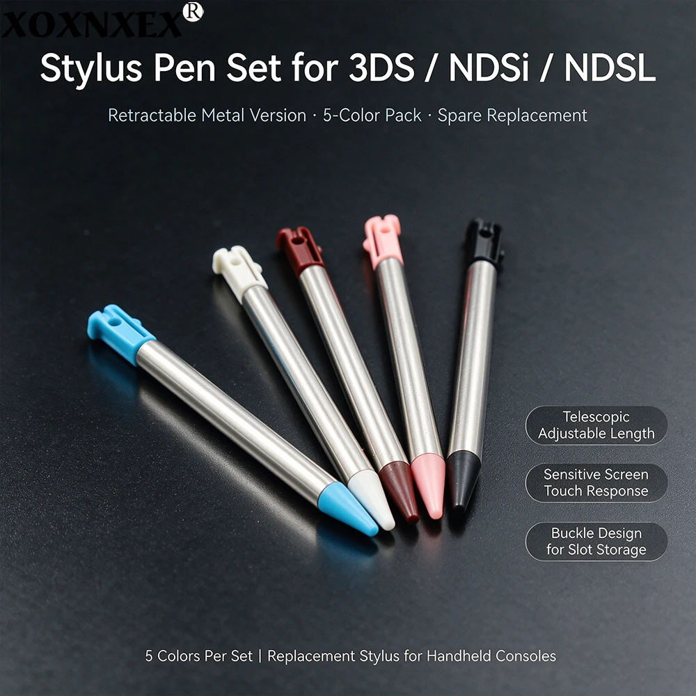 2Pcs Retractable Metal Stylus Pen for 3DS/ NDSi/ NDSL Touch Screen Replacement Pen Set
