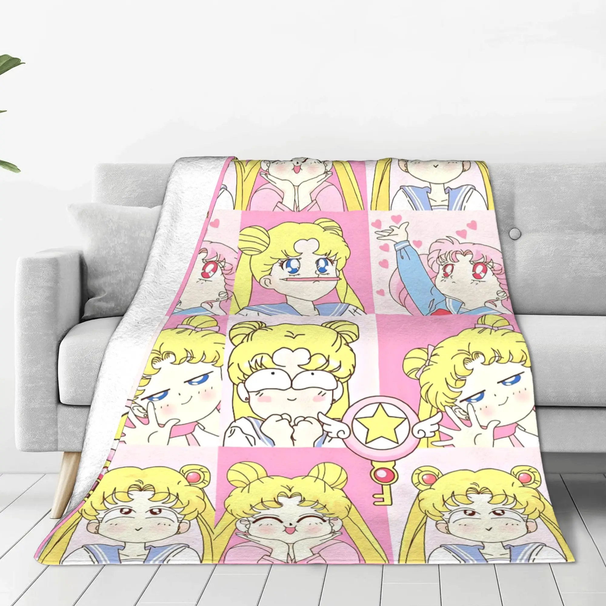 1PC home Cutecore Sailor Moon  Blanket Super Cosy Plush Home Living Room Sofa halloween
