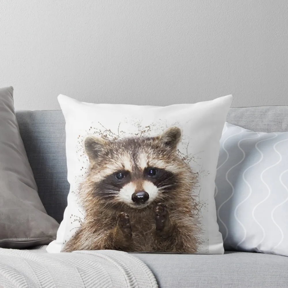 

Raccoon watercolor animals nursery decor Throw Pillow autumn pillowcase luxury sofa pillows Throw Pillow