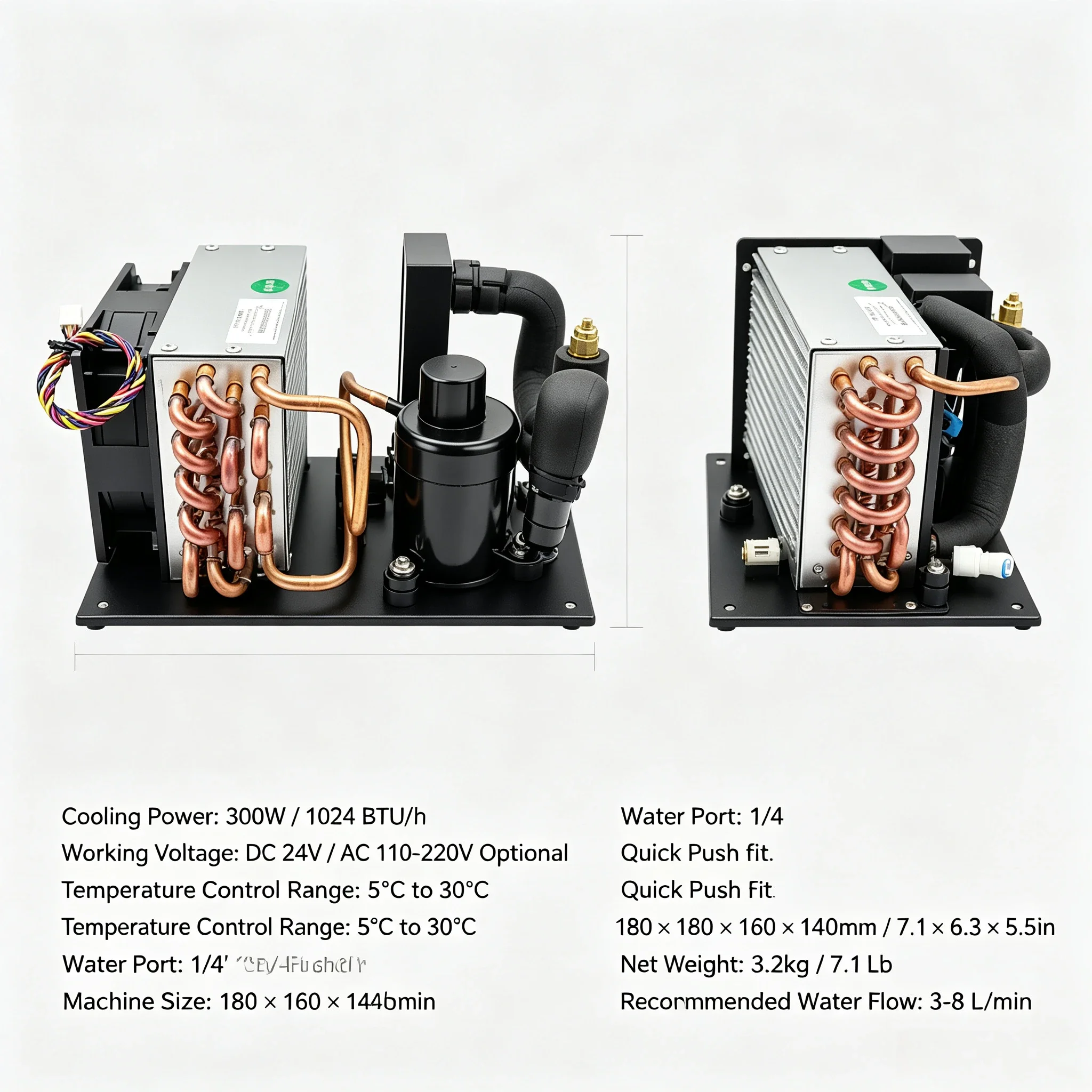 12V 400W Liquid Cooling Chiller Device EV Battery Thermal Management Liquid Circulation Cooling System