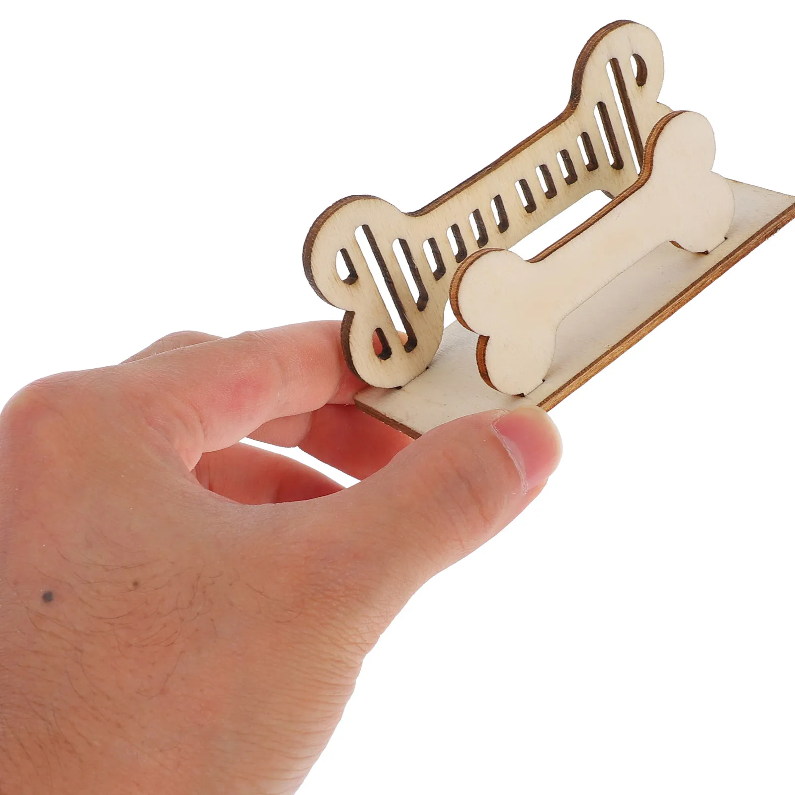 Wooden Bone Shape Business Card Holder Desk Organizer for Office Conference Hotel Studio Modern Compact Sleek Glossy Card